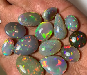 ÓPALOS NATURALES GRIS PIZARRA EN FORMA DE PANAL, GEMAS SUeltas EN FORMA LIBRE, CABOCHONES PARA EL FABRICACIÓN DE JOYERÍA. - Product Image 3