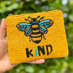 Custom Handmade Beaded Embroidered Coin Purse <b>Bee</b> Design Soft Durable Eco-Friendly Zipper <b>Gift</b> Pouch for Women Girls Wholesale - Product Image 4