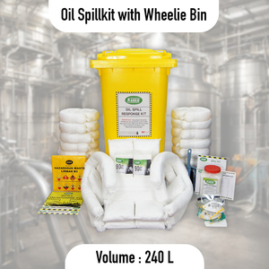 Oil Spill Kit 240 Liter Wheelie Bin – Industrial Oil Spill Cleanup and Emergency Response Absorbent Kit - Product Image 3