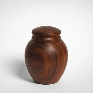 Urne décorative en bois avec couvercle, décoration d'intérieur ornementale pour table - Product Image 2
