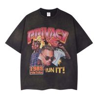 Camiseta Personalizada para Hombre, Nueva Colección, Estilo Vintage, Lavado Ácido, Estampada, 100% Algodón, 300g, Corte Holgado, Casual