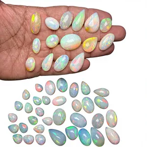 Opale d'Éthiopie naturelle blanche de qualité supérieure AAA+ 401,80 CT, 49 pièces, formes mélangées, cabochon, jeu de couleurs, pour la fabrication de bijoux/les collectionneurs Zehra - Product Image 6