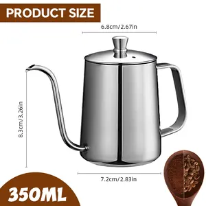 Bouilloire à café en acier inoxydable OEM à bec col de cygne avec couvercle, pour préparation manuelle de précision, vente en gros - Product Image 4