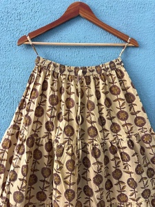 Ethnic Women's Summer Dress Hand Block Printed Cotton Long Maxi <b>Skirt</b> with <b>Elastic</b> <b>Waist</b> Breathable Sustainable Casual Style - Product Image 6