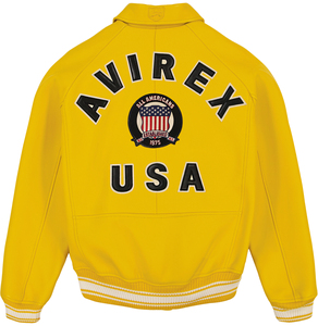 Chaquetas Avirex de Cuero Genuino 100% Piel de Vaca de Color Amarillo, Marca Estadounidense, Chaquetas Avirex de Cuero Personalizadas en Color y Talla para Hombre, Invierno - Product Image 3