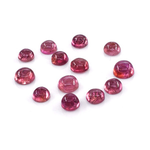 Cabochons ronds en tourmaline rose naturelle calibrés 4 mm, pierres précieuses en tourmaline naturelle en vrac pour la création de bijoux - Product Image 1
