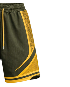 Green Yellow Men Basketball Shorts Breathable Quick Dry Sports Training Gym Running Athletic Shorts <b>Elastic</b> Waist Manufacturer - Product Image 2