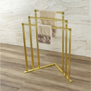 Freestanding Metal Towel Rack Rail <b>Stand</b> 2 Tier Creative Steel Bath Towel <b>Hanger</b> Organizer Modern Black Finish Towel Holder - Product Image 6