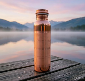 Bouteille d'eau en cuivre pur pour un usage quotidien, élégante bouteille en métal rose gold pour la maison, le bureau, les voyages et l'eau potable réutilisable - Product Image 2