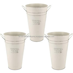 Macetas y contenedores de granja, cubos de macetas grandes galvanizados, Juego de 3 macetas navideñas personalizadas, cubo y contenedores rústicos - Product Image 3