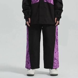 Traje de Esquí Unisex con Bloques de Color Morado y Negro, Chaqueta y Pantalones Impermeables y Aislantes, Cuello Alto, Cierre de Cremallera, Trajes para Adultos - Product Image 5