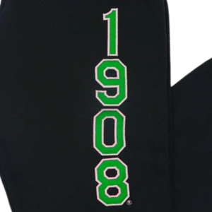 Pantalones Deportivos AKA Founding Year, Pantalones Jogger de Forro Polar Negro con Bordado Verde y Rosa 1908, Ropa Casual de Hermandad - Product Image 3