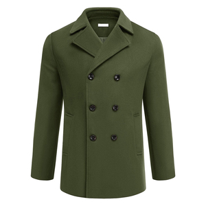 Top Quality Fall Winter Wool <b>Pea</b> <b>Coat</b> <b>Men's</b> Double Breasted Thickened Full Sleeve Stylish Outerwear Long Peacoat - Product Image 1