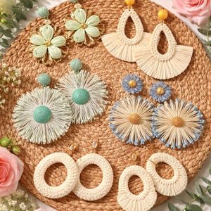 BEST SELLING Classic Handmade Rattan Earrings Eco Friendly Design Water Drop Shape - Product Image 4