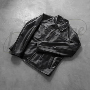 Chaqueta de Motociclista de Cuero Genuino Negro Premium para Hombre - Corte Ajustado, Estilo Café Racer, Piel de Oveja Suave, con Cierres - Product Image 2
