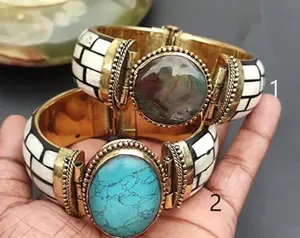 Bracelet en os de corne à la mode en laiton avec résine pour Bracelet de poignet couleur Bracelets de mariage complets bijoux - Product Image 4