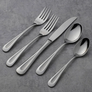 Ensemble de couverts de luxe en acier inoxydable durable avec finition polie miroir, couteau, cuillère et fourchette écologiques à prix avantageux - Product Image 1