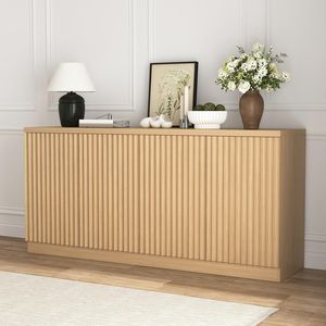 62.60\" Wooden <b>Sideboard</b> Cabinet with 4 Doors and Shelves <b>for</b> <b>Kitchen</b> Coffee Bar or Office-Buffet Credenza and Storage - Product Image 2