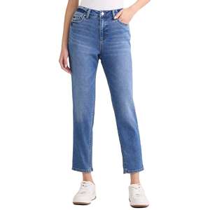 Jeans de Mezclilla de Cintura Alta para Mujer, Estilo Urbano con Logotipo Personalizado, para Todas las Temporadas, Servicio de Fabricación OEM ODM - Product Image 2