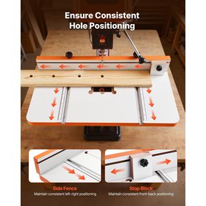 Tavolo per Trapano a Colonna 24 x 12 Pollici con Blocco di Arresto Regolabile, Piano di Lavoro in MDF Altamente Compatibile con Scanalature a T - Product Image 5
