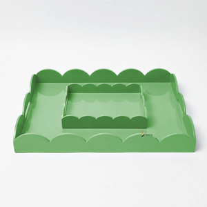 Plateau de service festonné vert avec poignées, finition laquée, couleur unie, usage résidentiel - Product Image 3