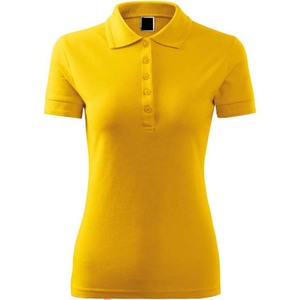 Polo Amarillo Sólido para Mujer, Manga Corta, Tejido, Ropa Casual - Product Image 1