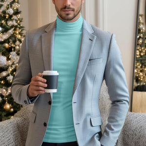 <b>Mens</b> <b>Turtle</b> High <b>Neck</b> Fashionwear Lightweight Cotton Spandex Stretchable Long Sleeve Top Fashionable Piece For All Season - Product Image 5