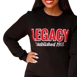 Legacy Crewneck Sweatshirt Women's Red 100% Cotton Full Sleeve Casual Letter Chenille Embroidery <b>Established</b> 1913 - Product Image 2
