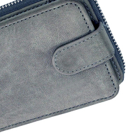 Dompet Kulit Asli Pria Desain Minimalis dengan Ritsleting, Ringan, Tahan Air, Aksesori Gaya Hidup Kasual Sehari-hari