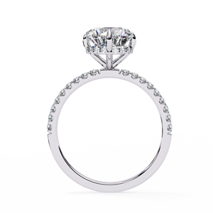 Anillo de Compromiso de Oro Blanco con Moissanita, Corte Redondo, Engaste Pavé, Anillo de Boda para Mujer, Joyería para Regalo o Fiesta - Product Image 1