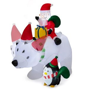Babbo Natale Gonfiabile da 2,1 Metri a Cavallo su Orso, Decorazioni Natalizie da Esterno con Sacchetti Regalo e Scatola Regalo a Forma di Pinguino Abbinati - Product Image 2