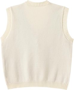 Suéter sin mangas con cuello en V, transpirable y agradable para la piel, suéter de punto a rayas estilo universitario para hombre, cárdigan con botones. - Product Image 2