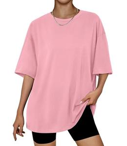 Camiseta de algodón 100% sólido para mujer, manga corta, cuello con hombros caídos, holgada, informal, transpirable, precio mayorista, de Bangladesh - Product Image 1