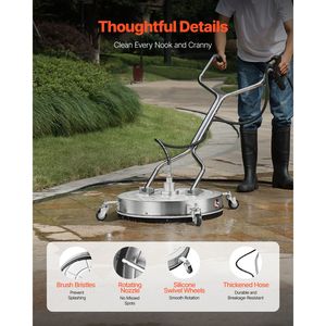 Pulitore per Superfici in Acciaio Inox da 24 Pollici con 4 Attacchi Rapidi per Idropulitrice da 4000 PSI e 4 Ruote - Product Image 5
