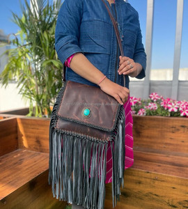 กระเป๋าสะพายข้างหนังวัวแท้งานทำมือสไตล์ตะวันตกใหม่กระเป๋าถือสไตล์โบฮีเมียน - Product Image 2