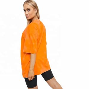 Camiseta de mujer de gran tamaño con hombros caídos de calle de alta calidad personalizada, camisetas de niña de algodón 100% de manga corta acanaladas en contraste - Product Image 6