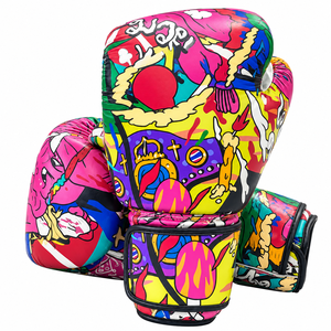 Latest Design Full Printed Customized <b>Muay</b> <b>Thai</b> <b>Boxing</b> <b>Gloves</b> Sparring Kickboxing Training Genuine Cowhide Leather - Product Image 6