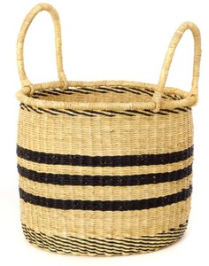Ensemble de 3 paniers tressés à la main en herbe d'éléphant rayée, paniers de rangement faits à la main, vente en gros, écologiques, fabriqués au Vietnam - Product Image 4