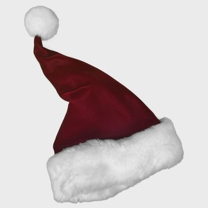 Chapeau de Père Noël en velours bordeaux personnalisé avec bordure en fausse fourrure, accessoire de fête - Product Image 4