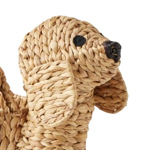 <b>Small</b> Cute Dog Shaped Water Hyacinth <b>Basket</b> Woven Decorative Toy <b>Storage</b> Bin Kids Puppy Blanket Clothes Hamper - Product Image 4