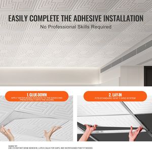 Confezione da 12 Piastrelle Premium in PVC per Controsoffitto 60x60 cm, Facili da Installare/Tagliare, Piastrelle in Plastica Adesive - Product Image 5