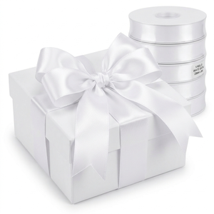 Ruban en satin 100% polyester blanc 12 mm, simple face, 5 rouleaux x 8 mètres, personnalisable, résistant au rétrécissement, pour nœuds de chaise de mariage - Product Image 2