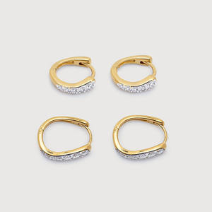 925 <b>Silver</b> Diamond Hoop Earrings 14K Yellow Gold Lab Grown Diamond Wholesale <b>Huggies</b> and Small Hoop Set for Women Fashion Hoops - Product Image 5