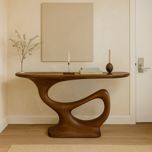 Console en bois massif, table d'entrée, console sur mesure, meuble de style farmhouse, console étroite pour la décoration intérieure, console de luxe - Product Image 2