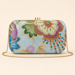 Embroidered Floral <b>Sequin</b> Fashion Clutch <b>Bag</b> Polyester Medium Capacity Silk Lining Chain Strap Evening Purse Woven Handbag - Product Image 3
