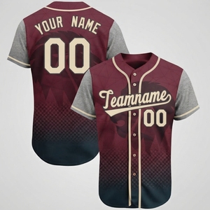 Maillots de baseball uniformes personnalisés en maille unie pour hommes, brodés, à col en V, par sublimation, vente en gros, pour jeunes - Product Image 1