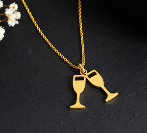 Collier avec pendentif en forme de verre à vin plaqué or en argent sterling 925, pendentif romantique, bijoux de mode unisexe, pendentifs raffinés - Product Image 5