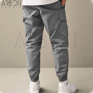 Pantalon cargo en coton léger bleu gris clair coupe droite sur mesure, nouvelle collection, produit tendance au design unique - Product Image 2