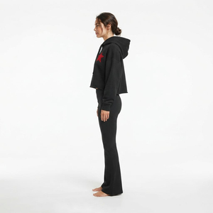 Custom Wholesale High Quality Women Tracksuit Cropped Hoodie Long Sleeves Drop Shoulders Jogger <b>Set</b> Custom <b>Embroidery</b> - Product Image 3