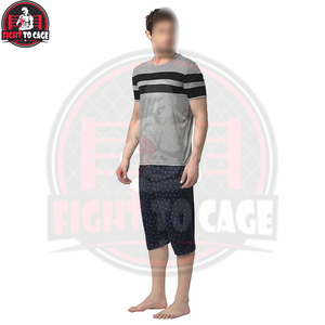 ชุดเสื้อเชิ้ตแขนสั้นและกางเกงขาสั้นสำหรับผู้ชาย สีเทา-ดำ ตัดกันสวยงาม ระบายอากาศได้ดี น้ำหนักเบา แห้งเร็ว เนื้อผ้านุ่ม สวมใส่สบาย เหมาะสำหรับฤดูร้อน ขายดี - Product Image 3